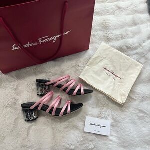 Salvatore Ferragamo Pink and Black Heels